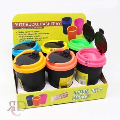 BUTT BUCKET NEON ASHTRAY WITH LID 6CT/ DISPLAY